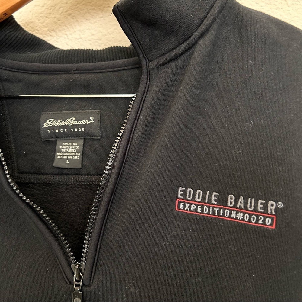Eddie Bauer Expedition 1/4-Zip Fleece Pullover black size large - Picture 2 of 10